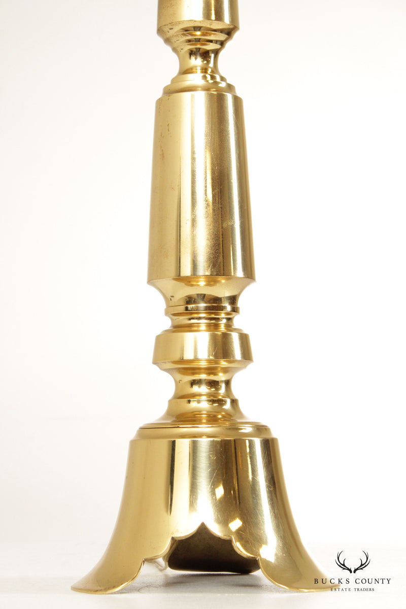 Vintage Tall Brass Candlestick Table Lamp with Metal Drum Shade – Bucks  County Estate Traders