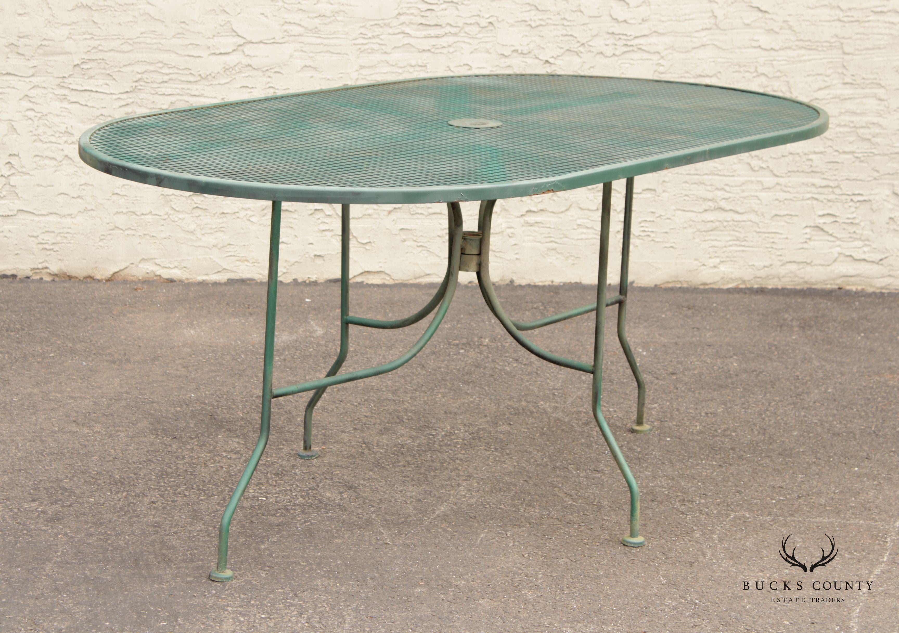 Mid Century Vintage Oval Wrought Iron Patio Garden Dining Table