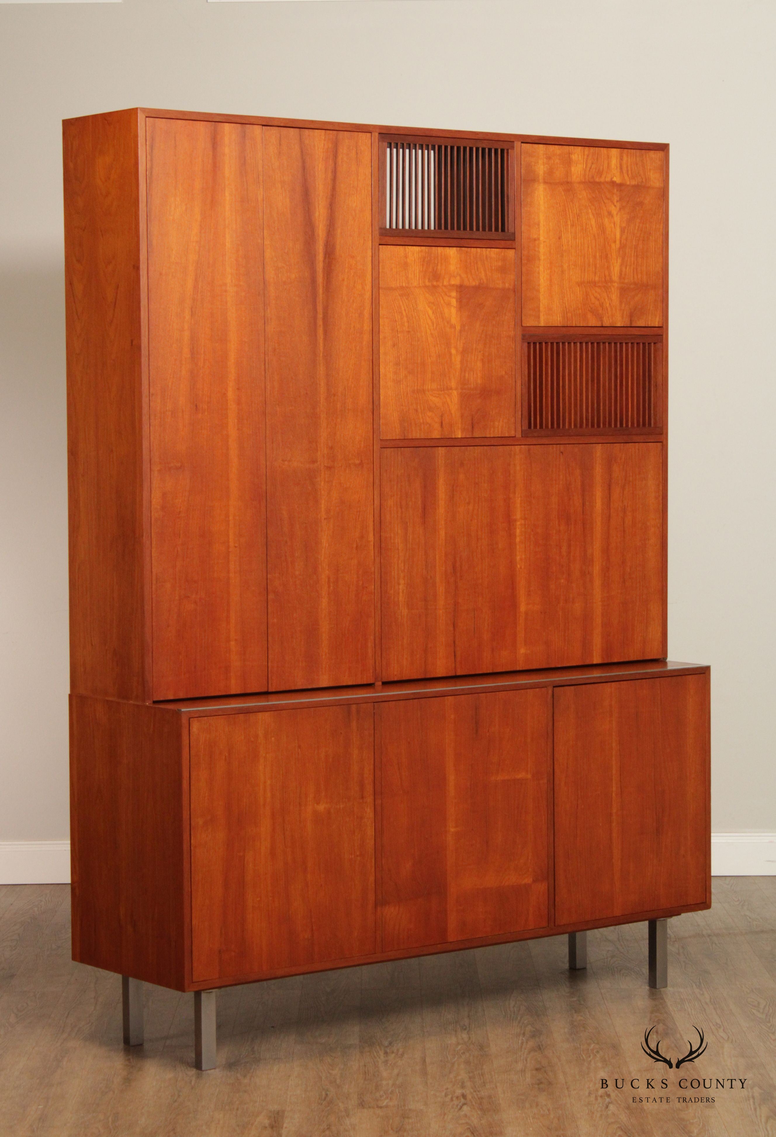 Mid Century Danish Modern Teak Bookcase Wall Unit