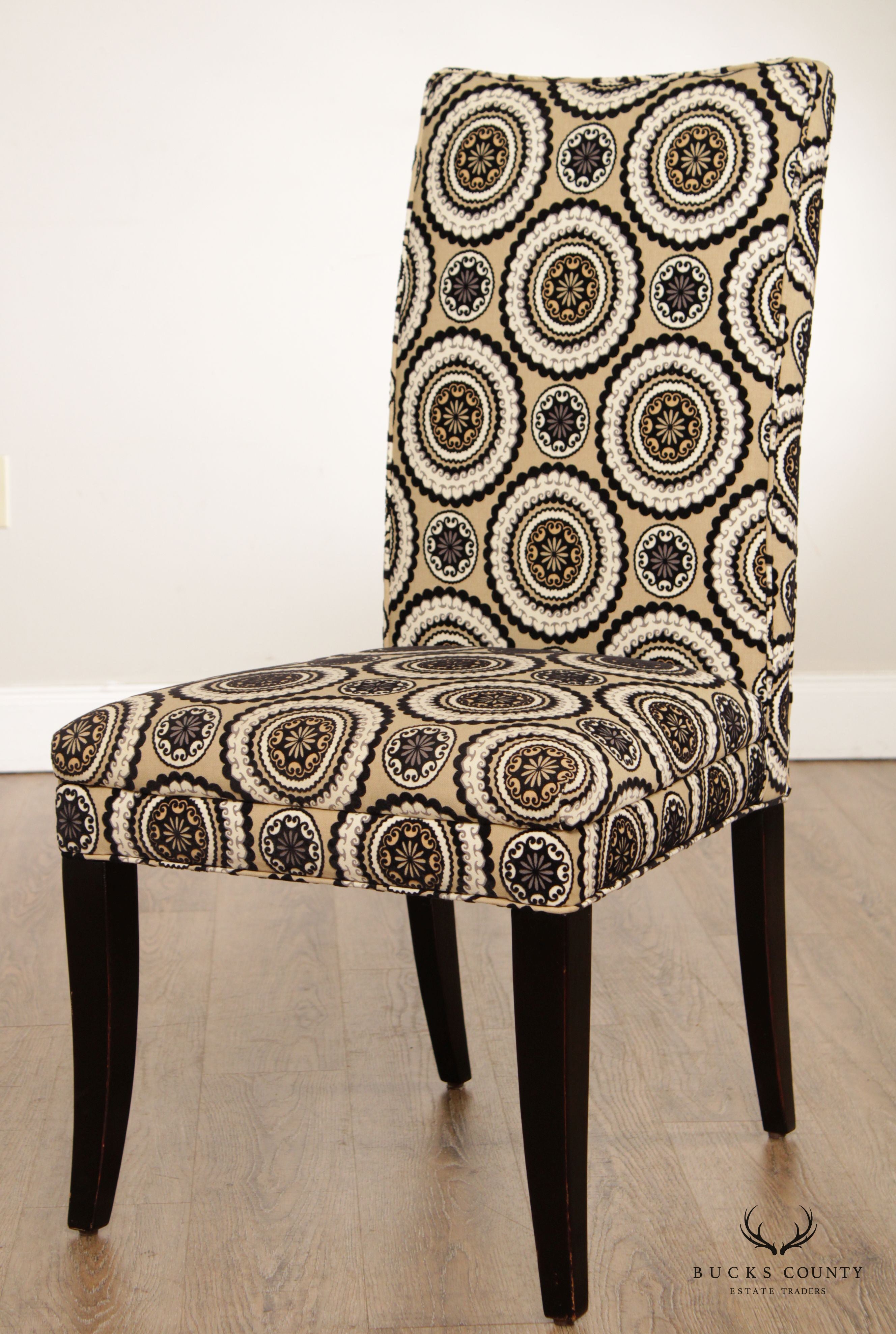 Modern Custom Upholstered Set of Four Dining Chairs