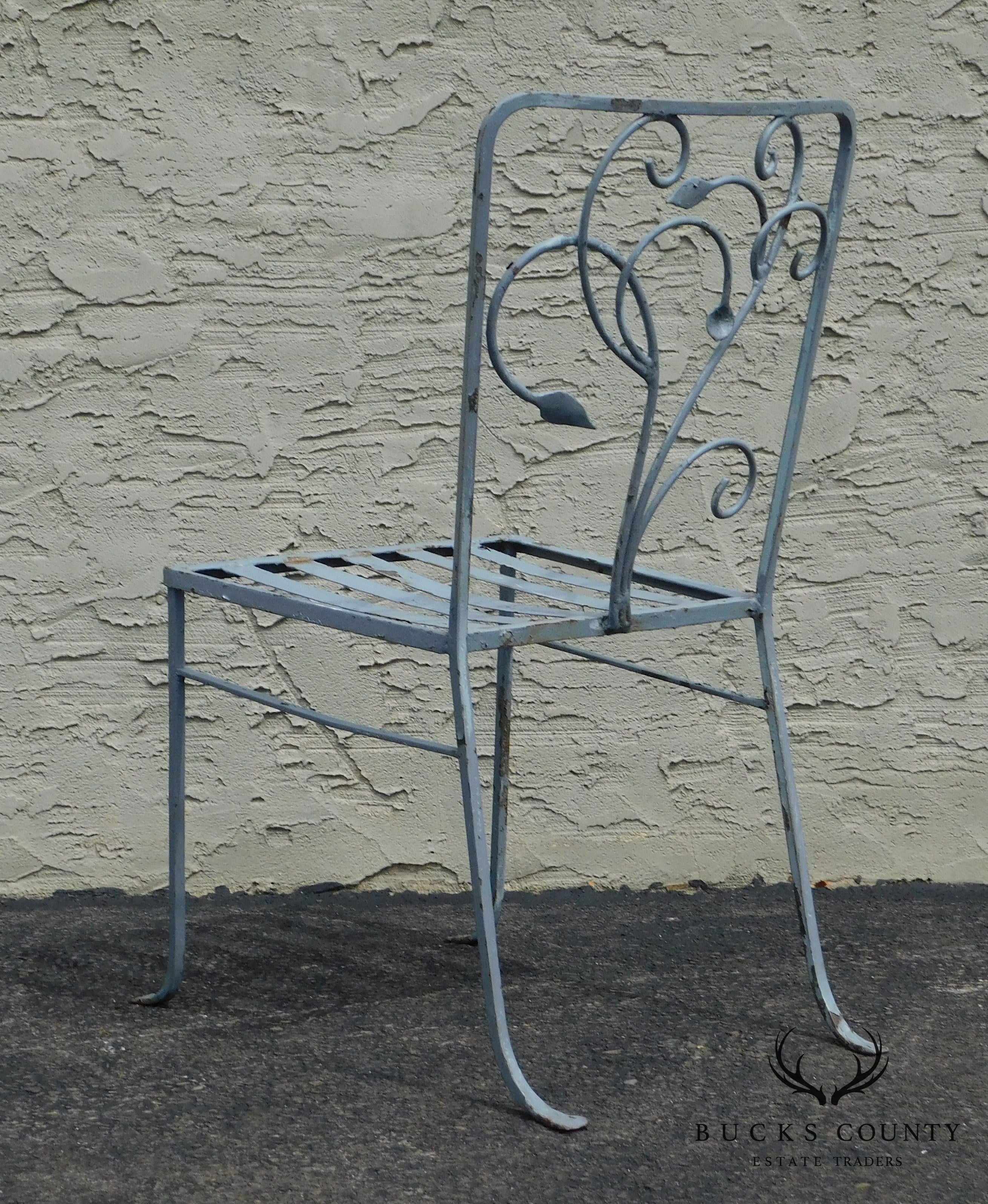 Salterini Vintage Art Nouveau Wrought Iron Garden Chair