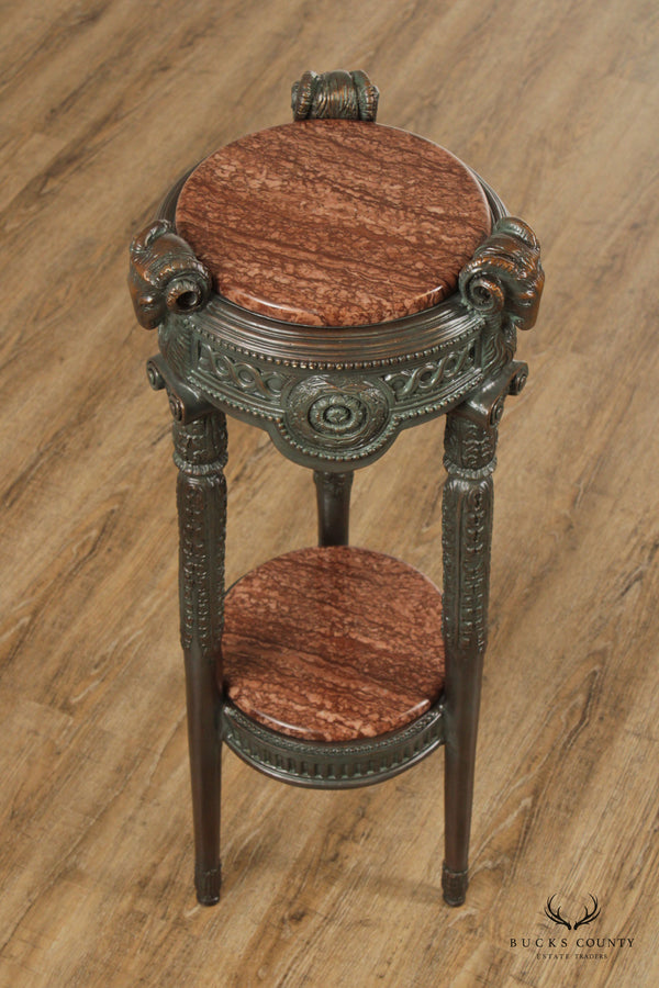 Neoclassical Style Rams Head Two-Tier Plant Stand