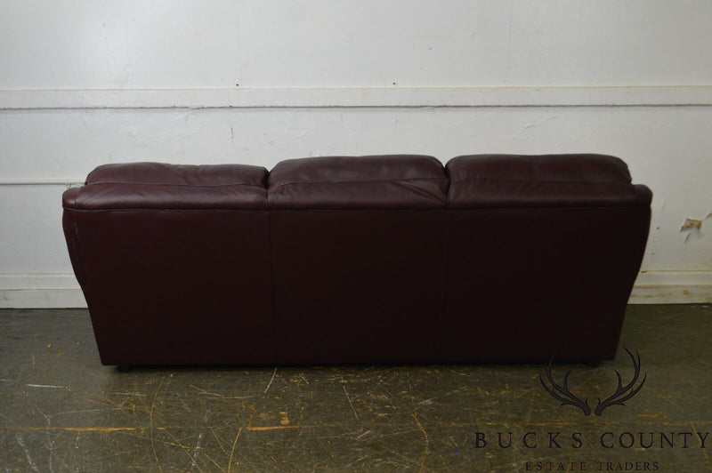 Classic Quality Leather Plum Sofa