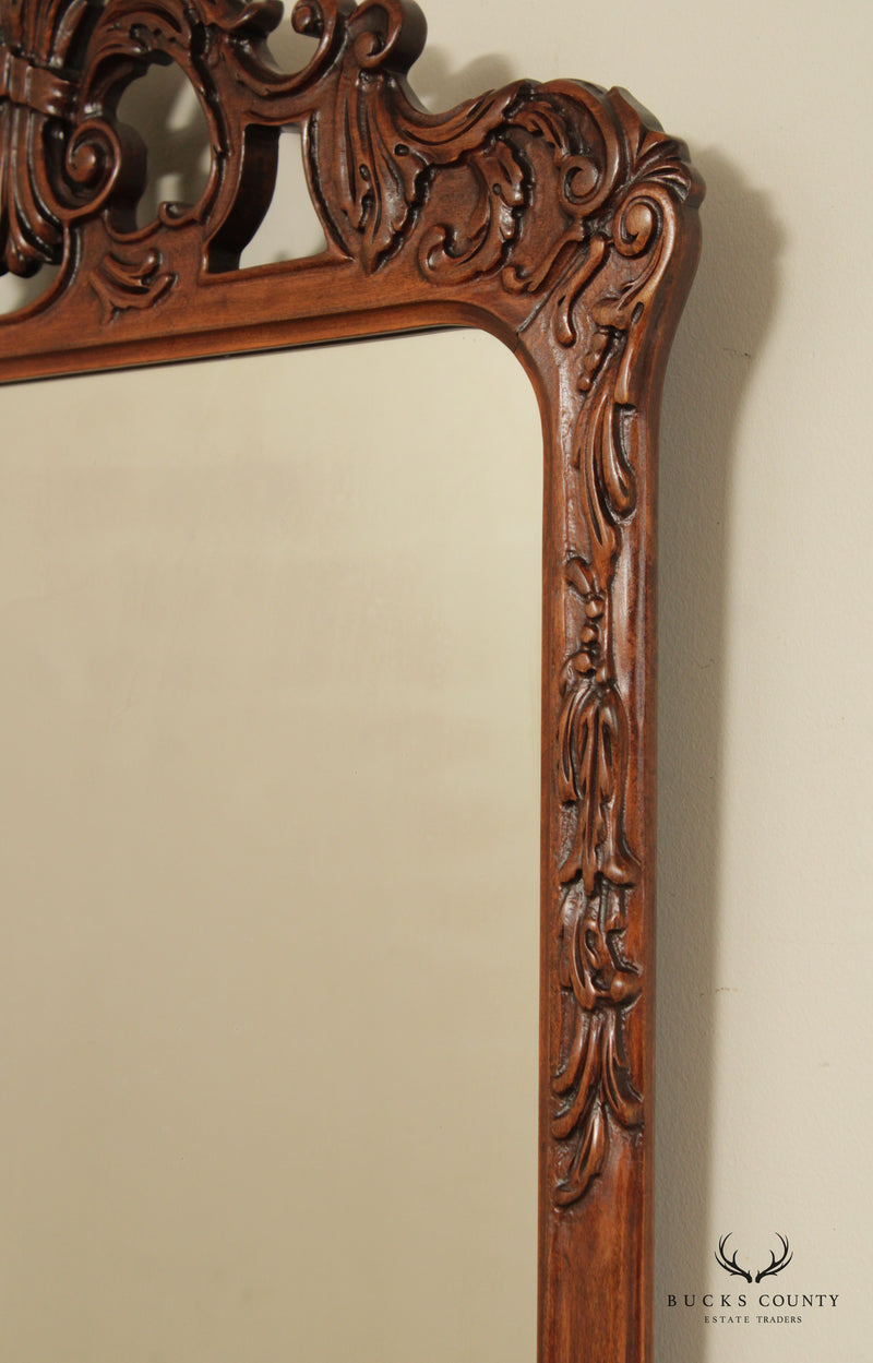 1940s Vintage French Style Carved Mahogany Wall Mirror (B)