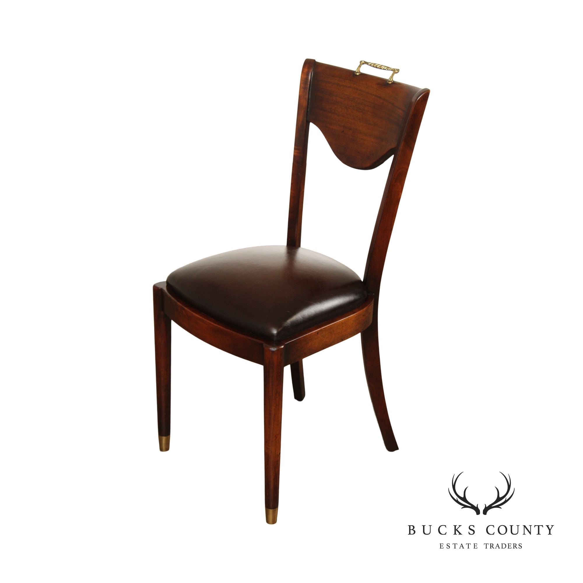 Regency Style Wood and Leather Side Chair