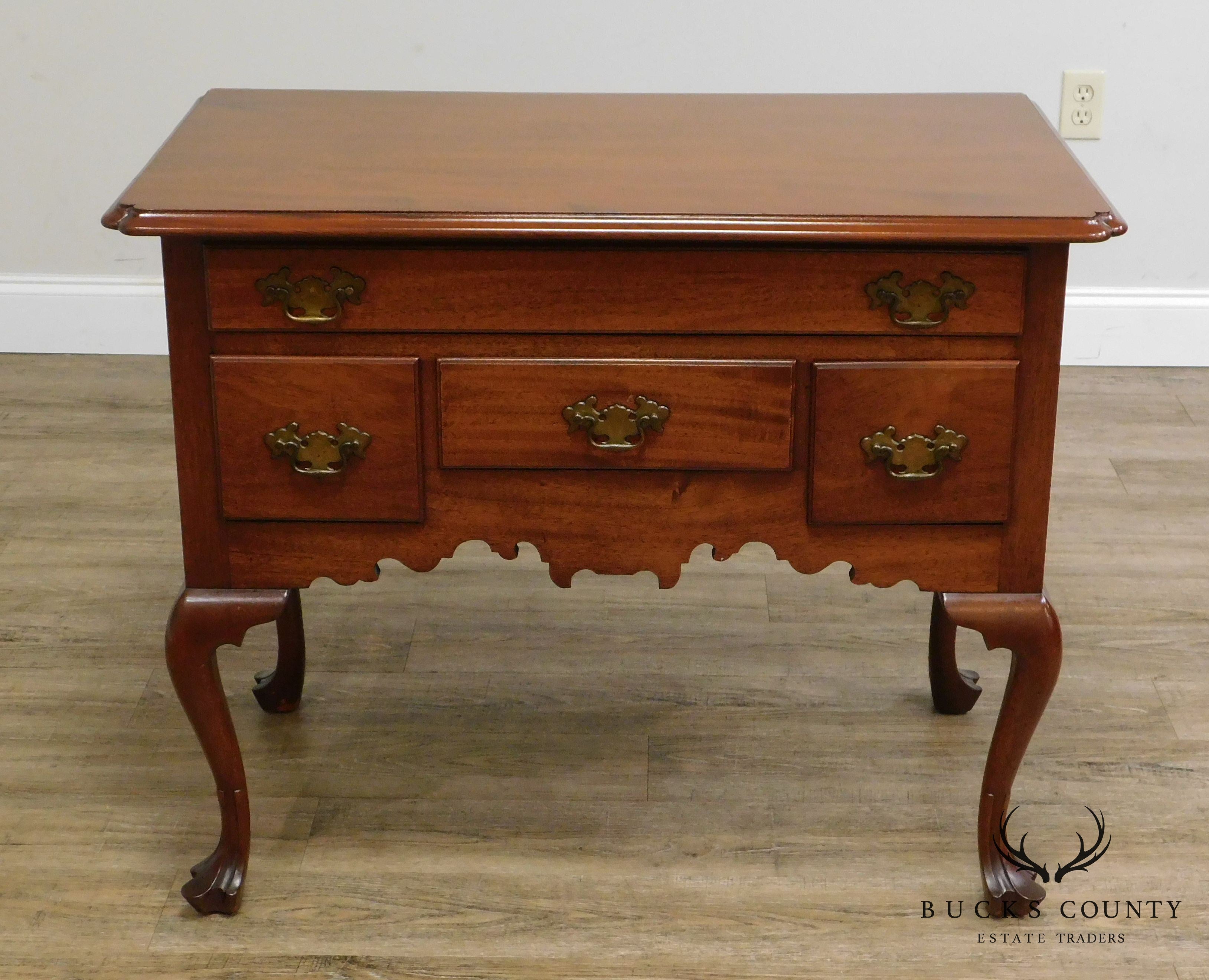 Queen Anne Style 1940's Hand Crafted Mahogany Trifed Foot Lowboy