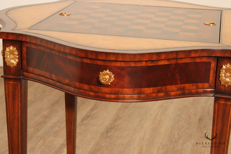 Maitland Smith Inlaid Mahogany Two-Sided Leather Games Table