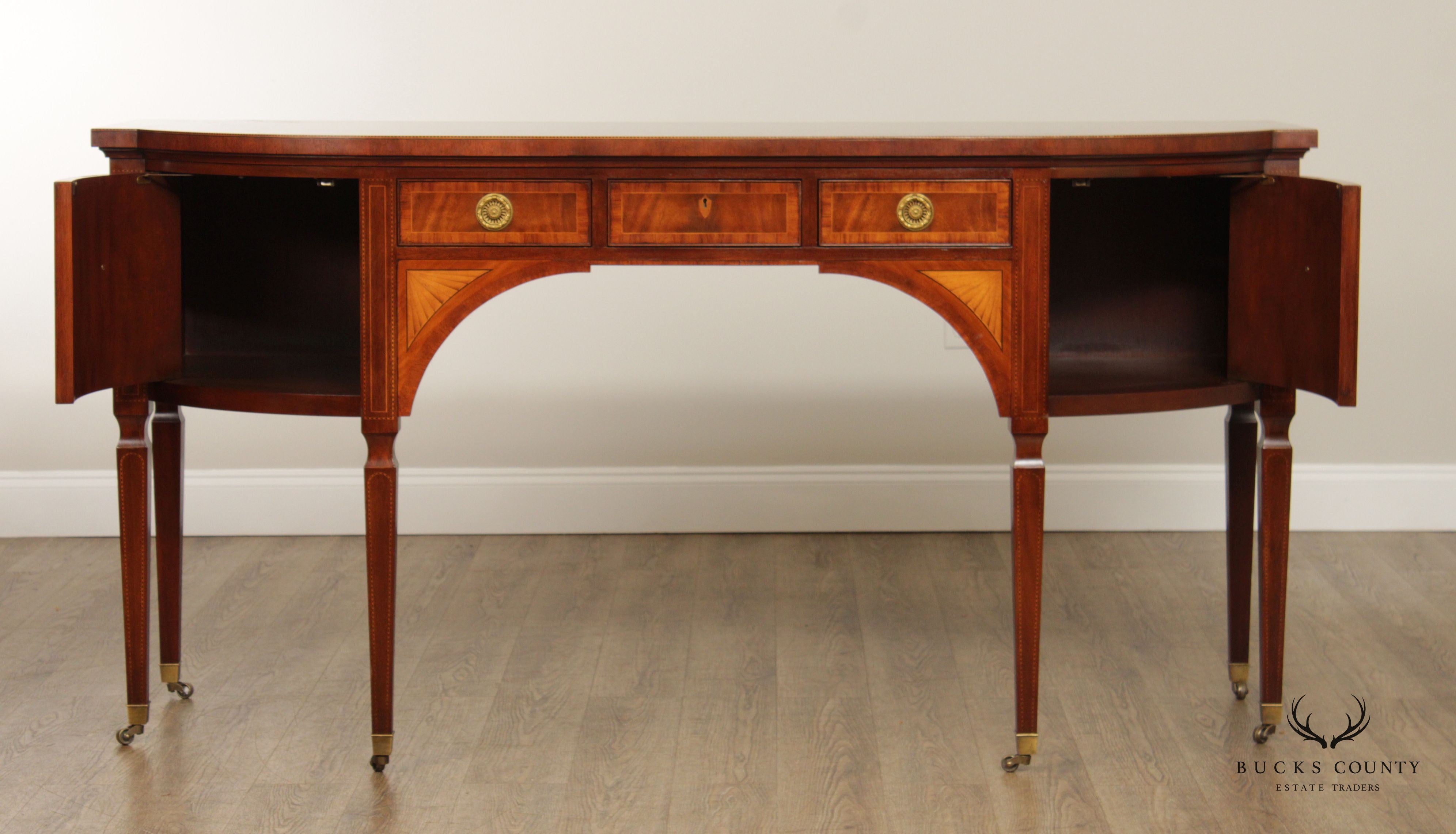 Baker Stately Homes Sheraton Style Mahogany and Satinwood Inlaid Sideboard