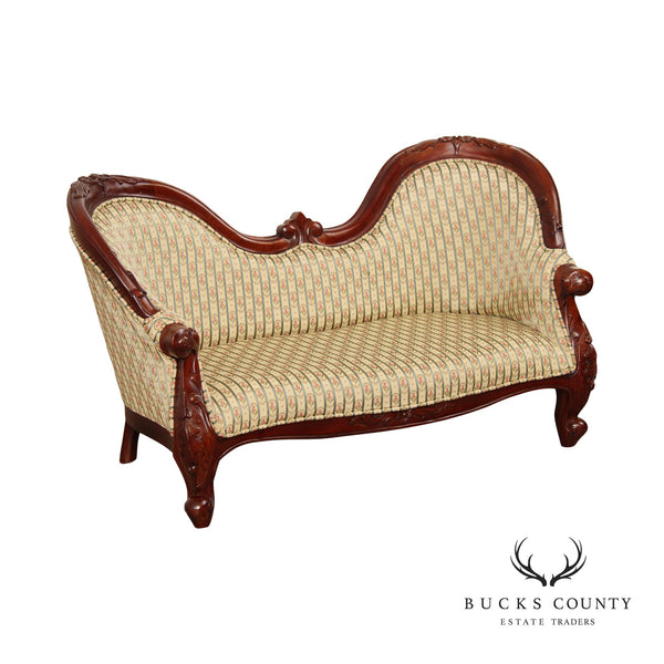 Victorian Style Vintage Carved Mahogany Children's Settee Sofa