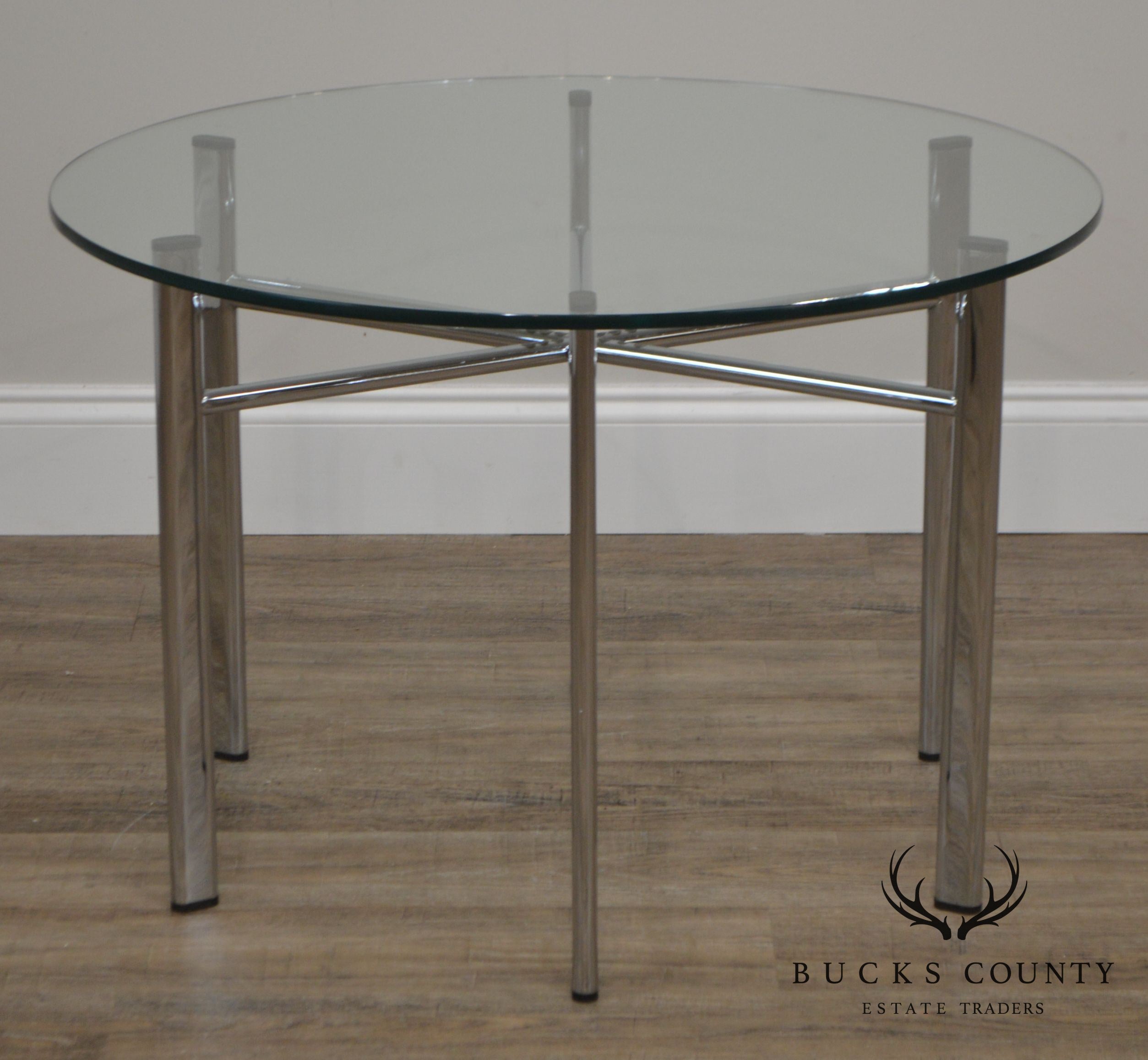 Round Glass Top Side Table w/ Chrome Base