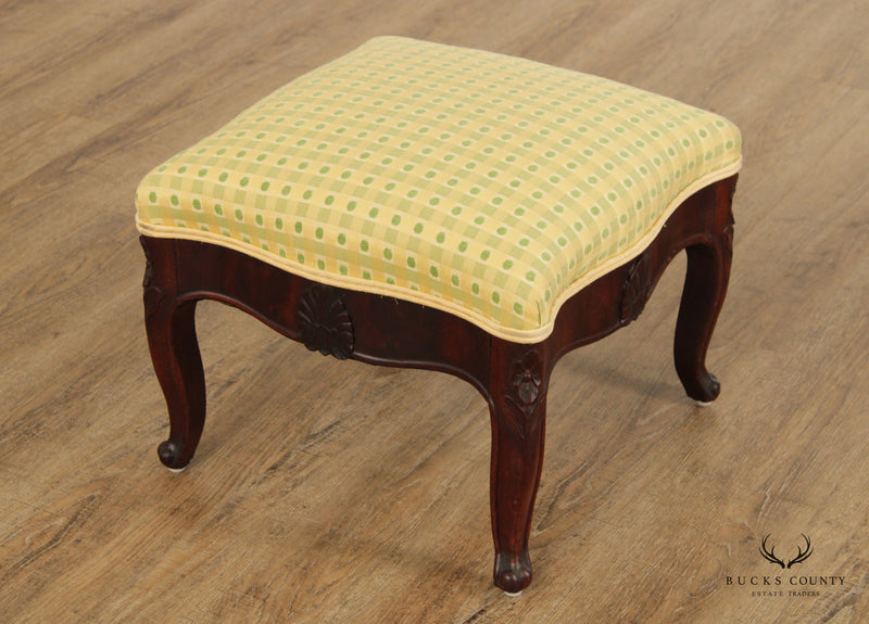 Antique Jacobean Mahogany Round Small Footstool Ottoman with Turn Carved  Legs at 1stDibs