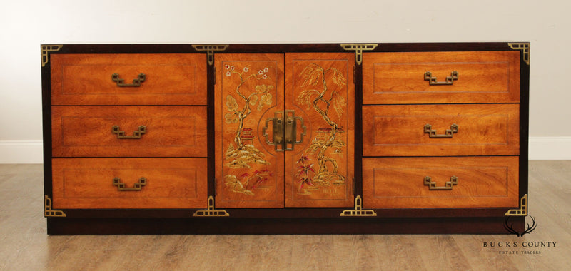 Bassett Vintage Hollywood Regency Asian Chinoiserie Triple Dresser