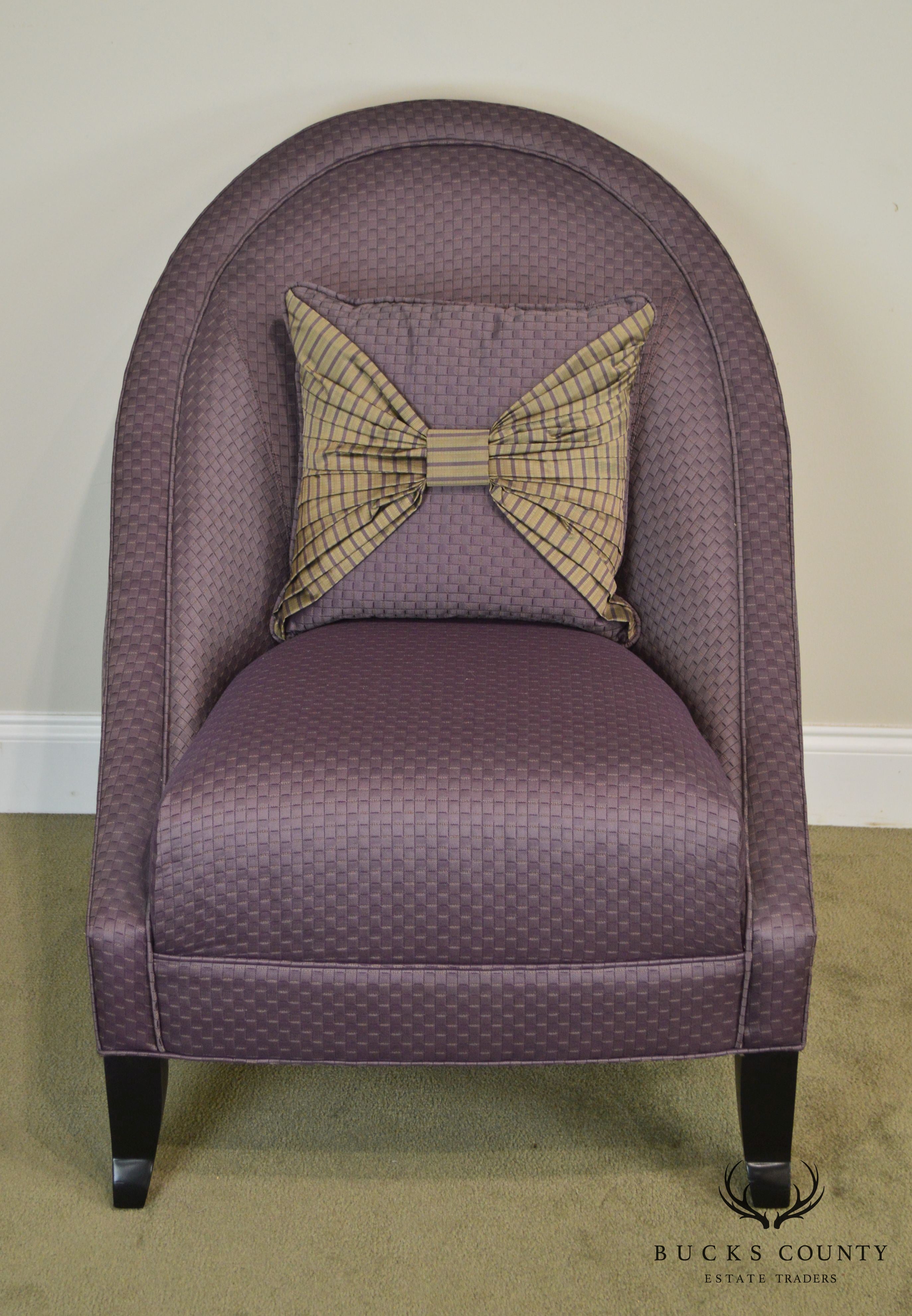 Directional Custom Purple Upholstered Pair of Club Chairs