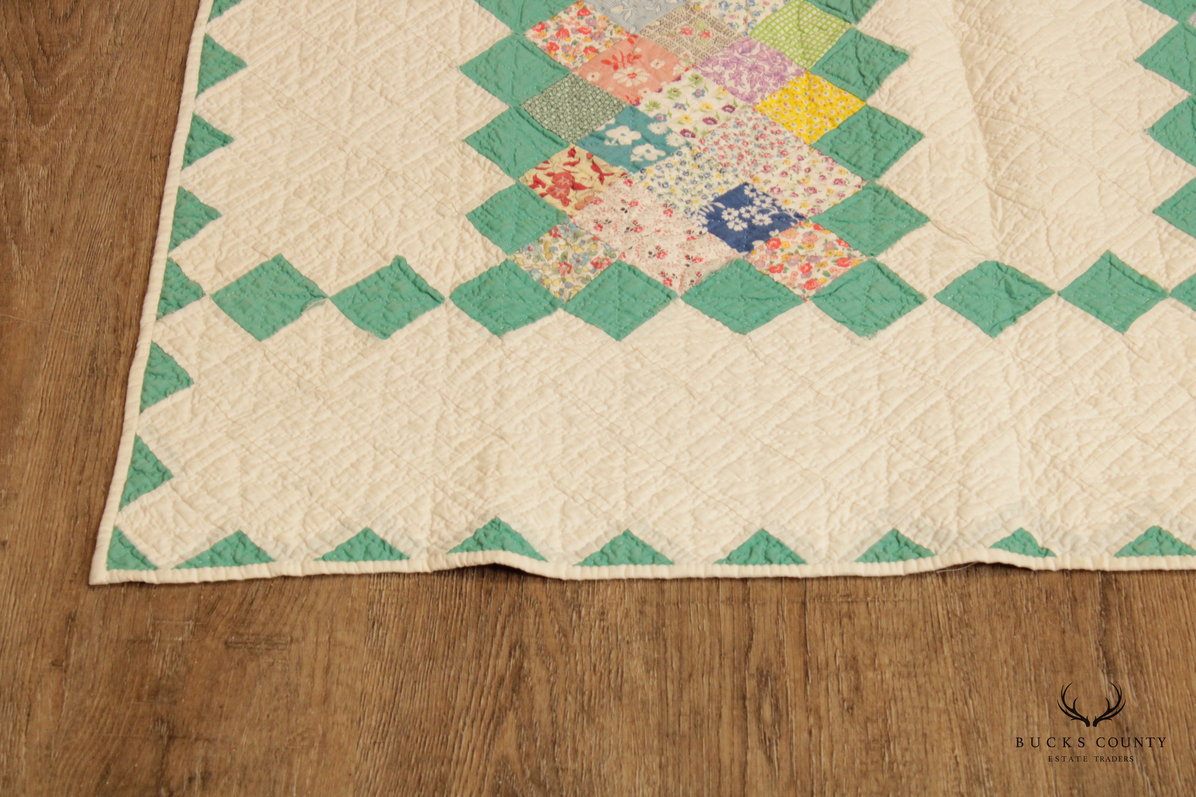 Mennonite or Amish Patchwork 'Sawtooth' Bars Quilt