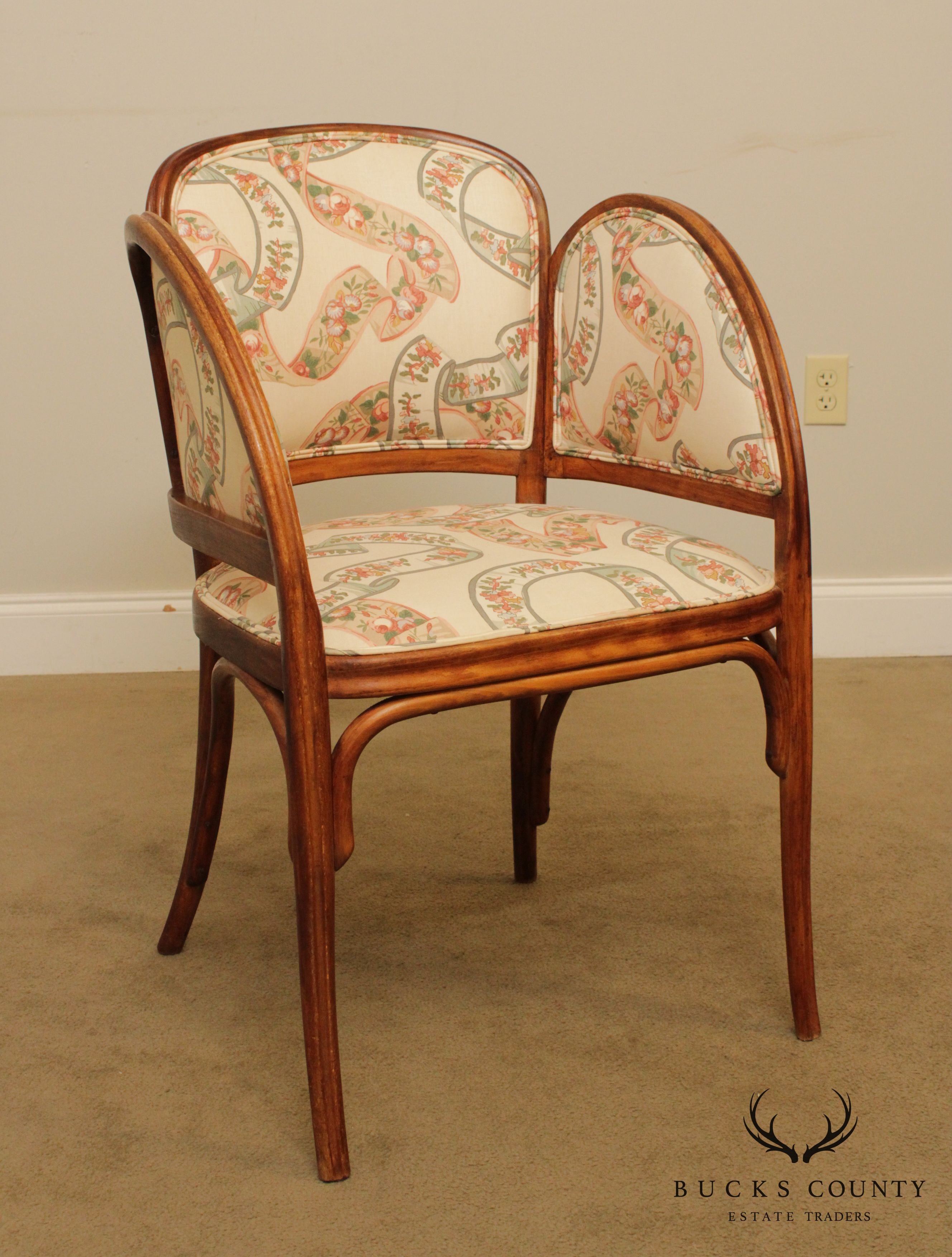 Art Nouveau Antique Pair Bentwood Armchairs