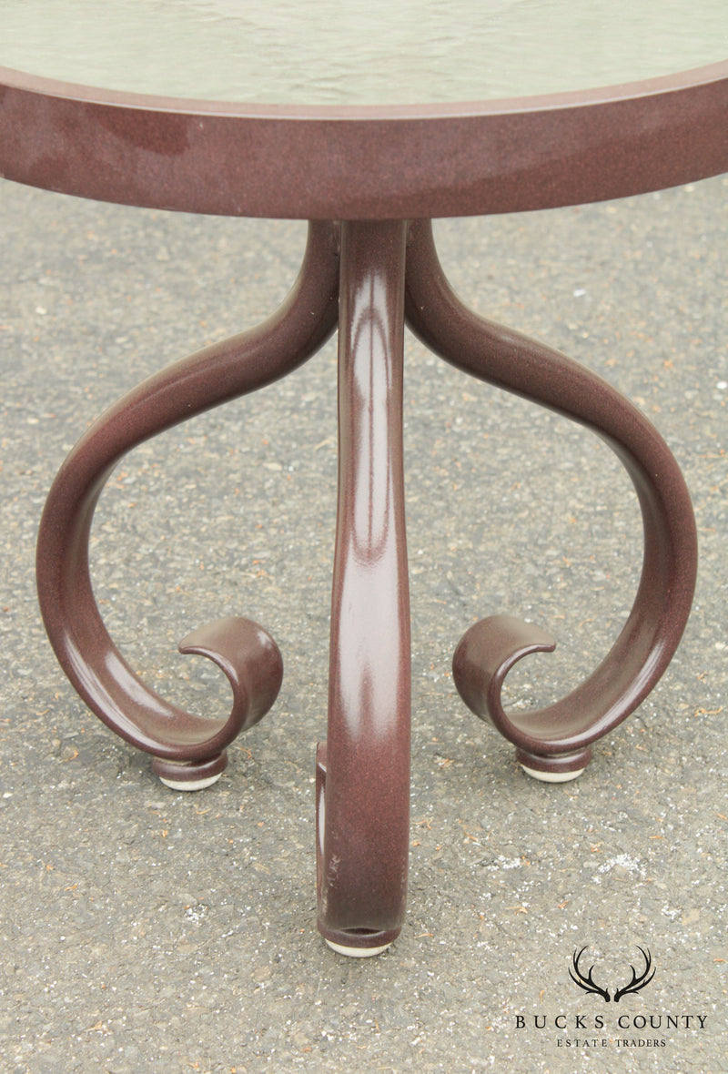 Woodard Round Glass Top Pair Patio, Garden Side Tables