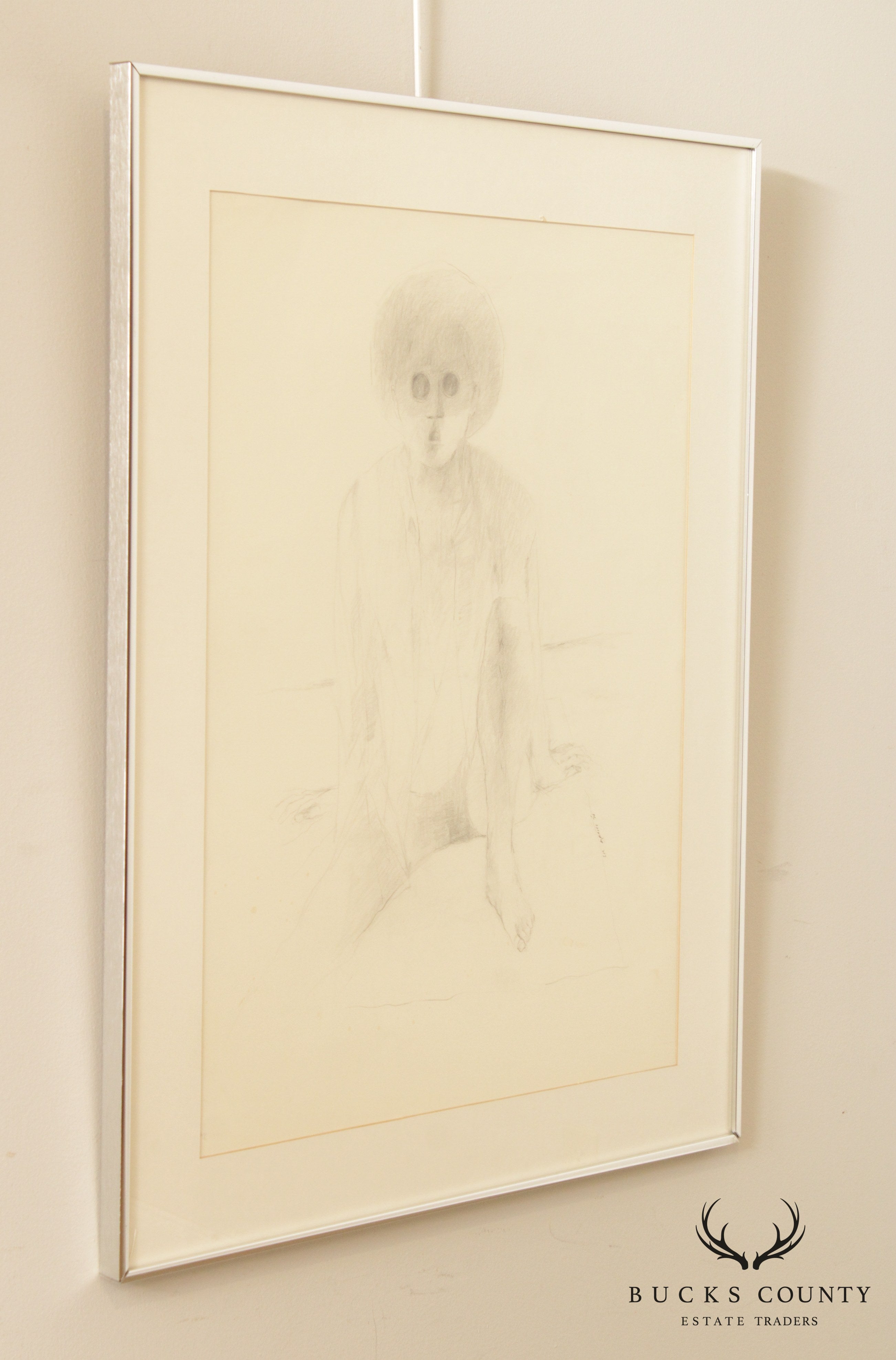 Original Figure Graphite Drawing, Signed