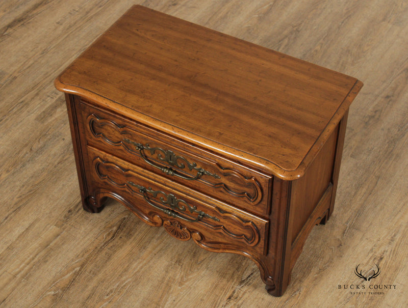 French Provincial Style Vintage Pair of Carved Walnut Nightstands