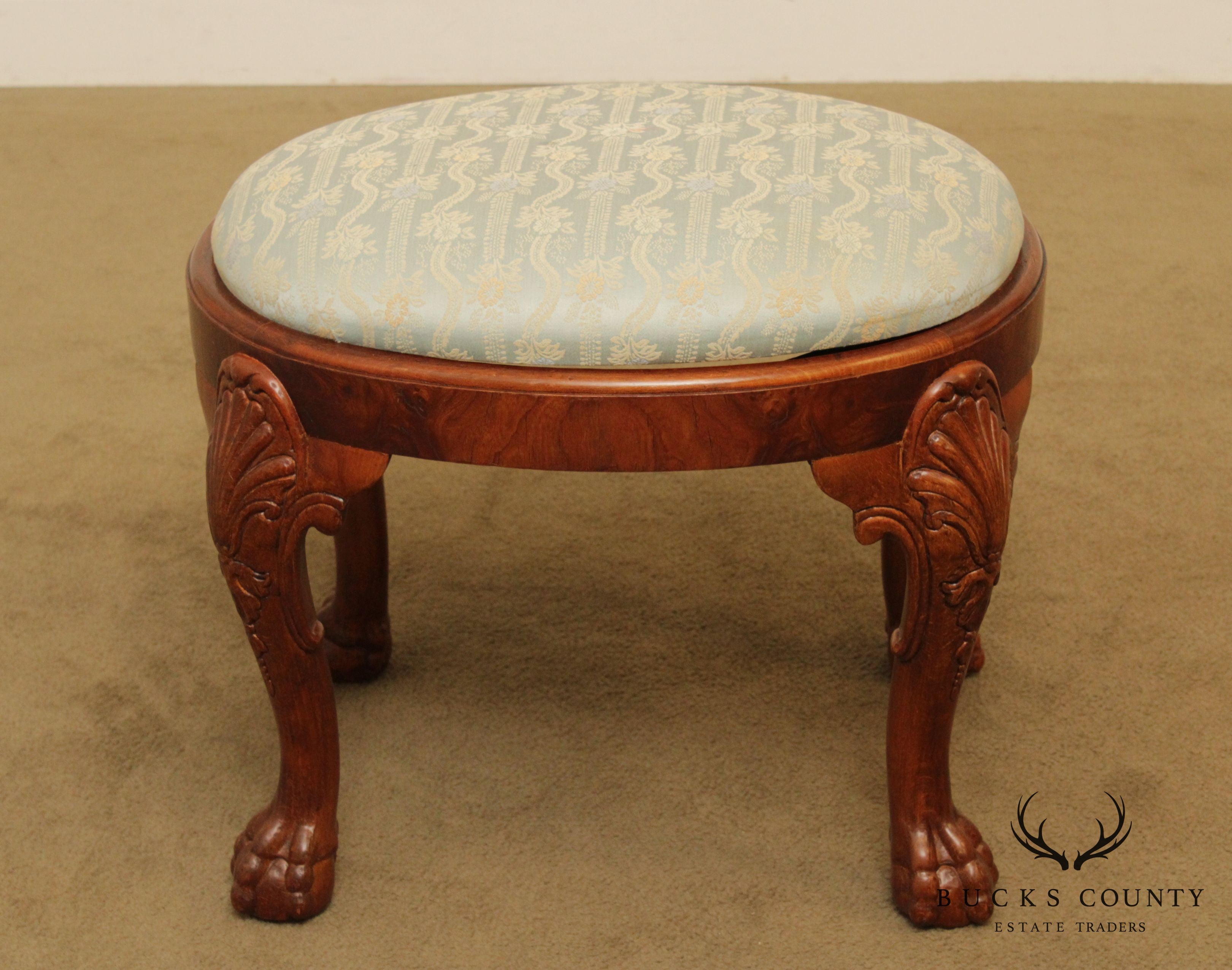 George III Style Mahogany Ball & Claw Foot Oval Stool