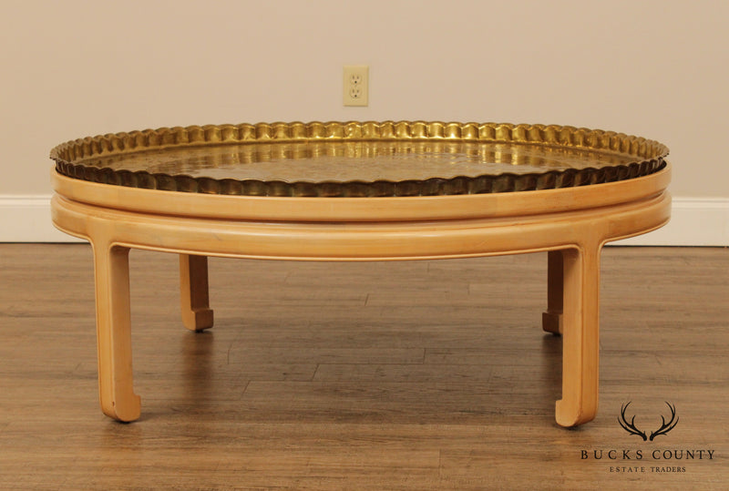 Brass Tray Top Coffee Table - Ruby Lane