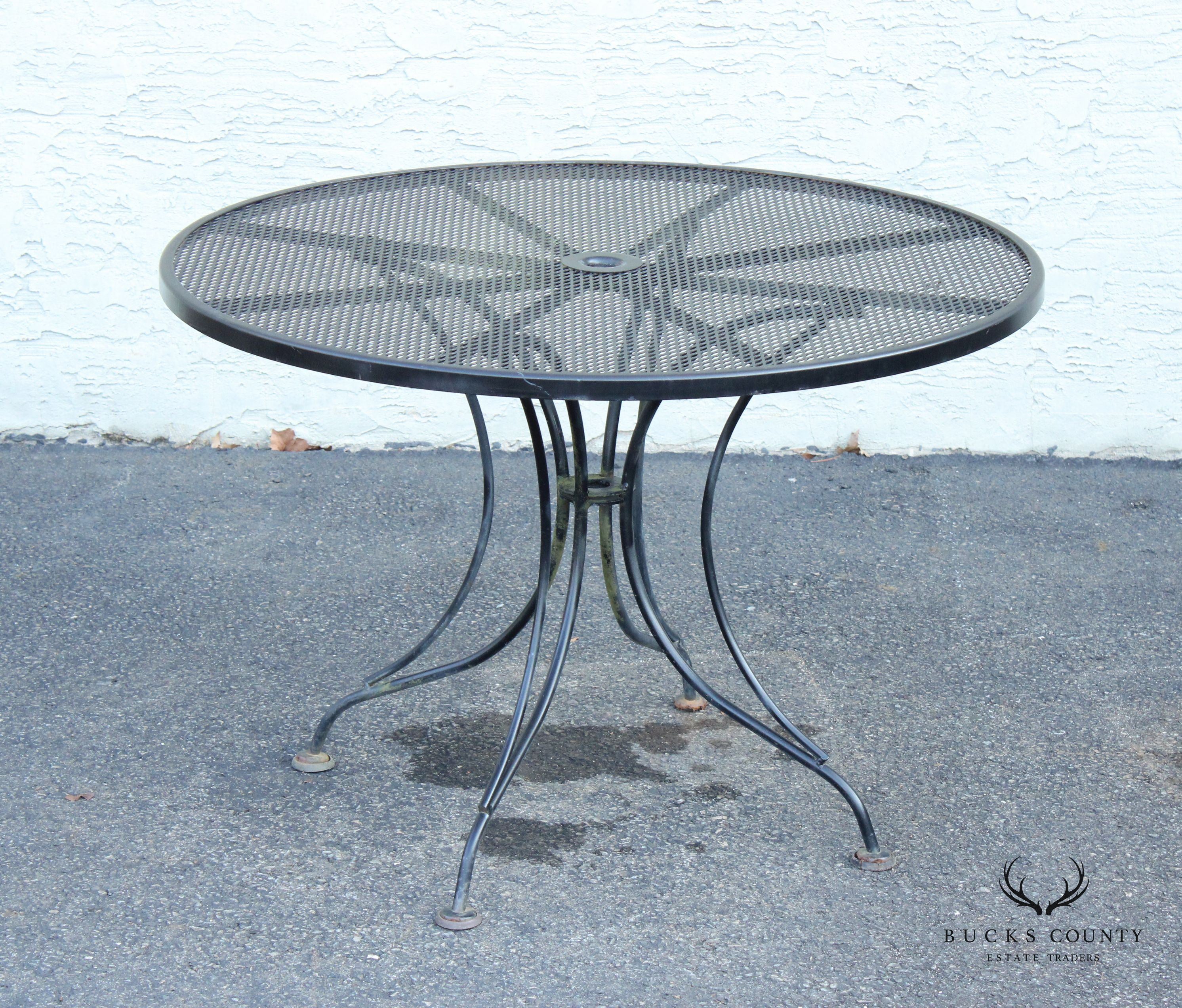 Vintage 42 Inch Round Wrought Iron Outdoor Patio Dining Table