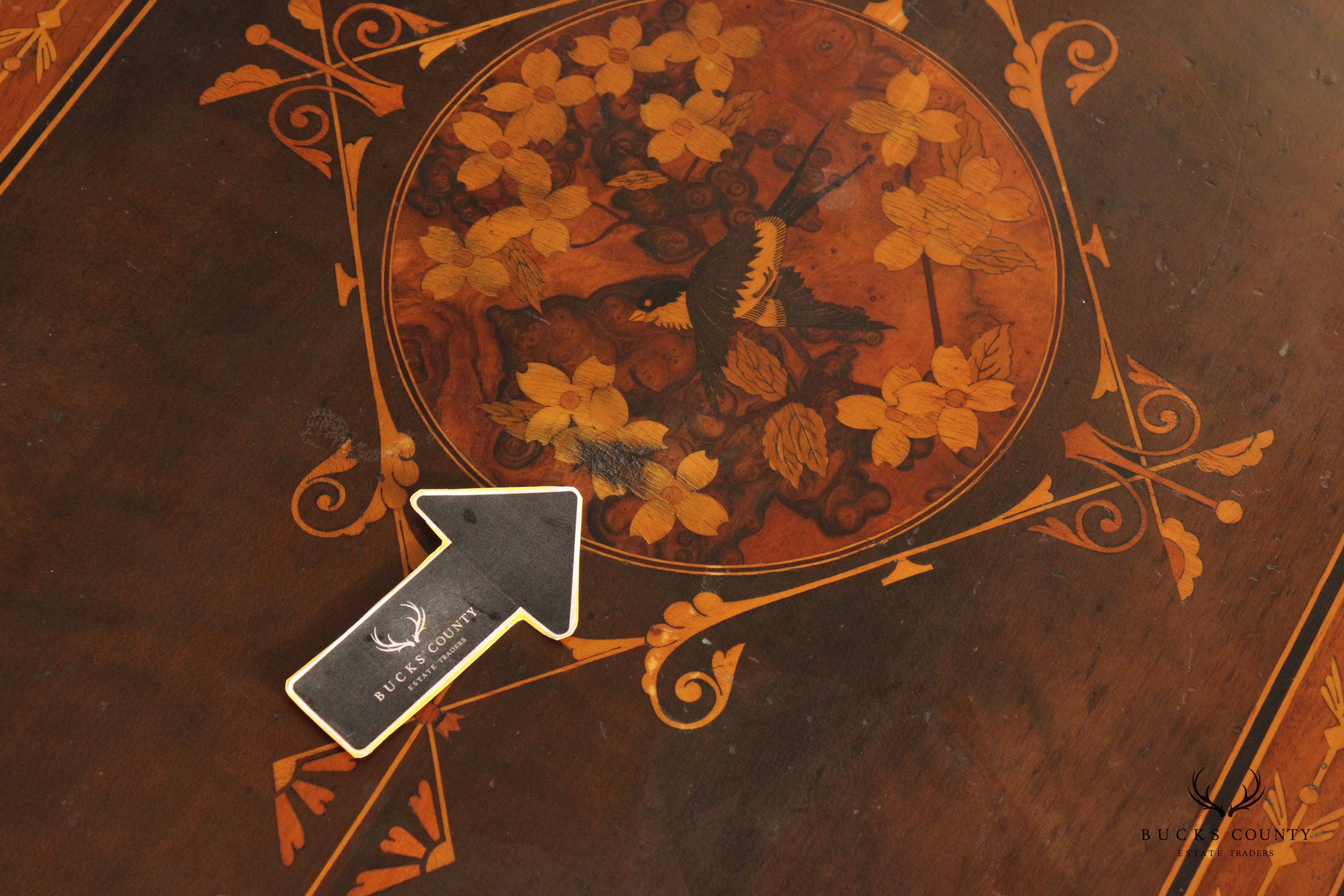 Queen Anne Style Marquetry Inlaid Side Tea Table