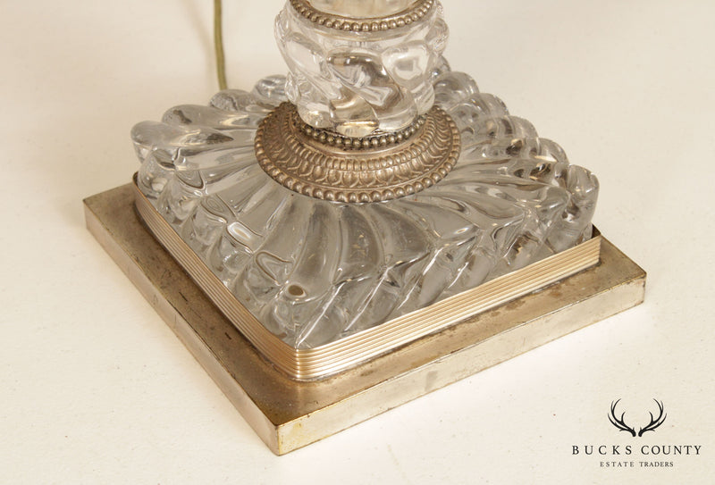 Hollywood Regency Style Glass Column Table Lamp