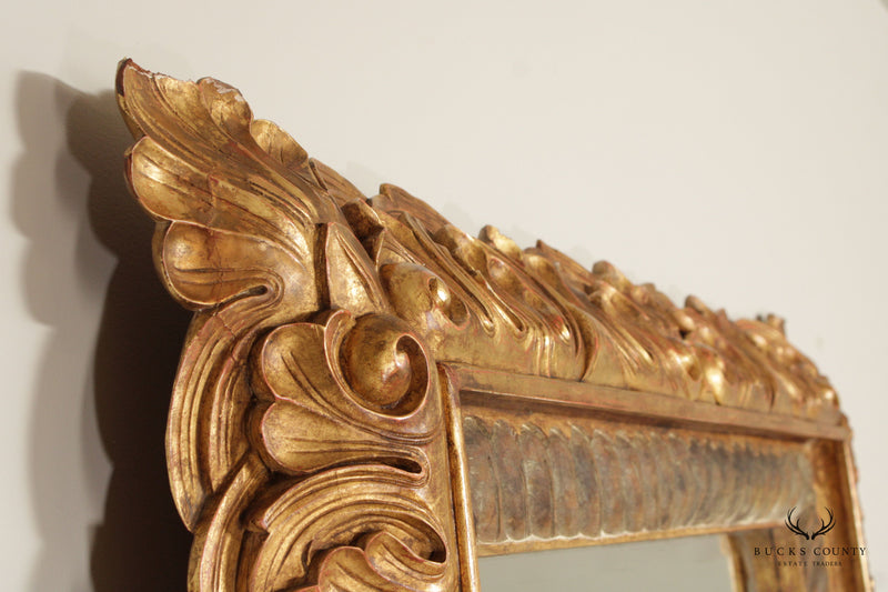 French Rococo Style Monumental Carved Giltwood Full-Length Mirror