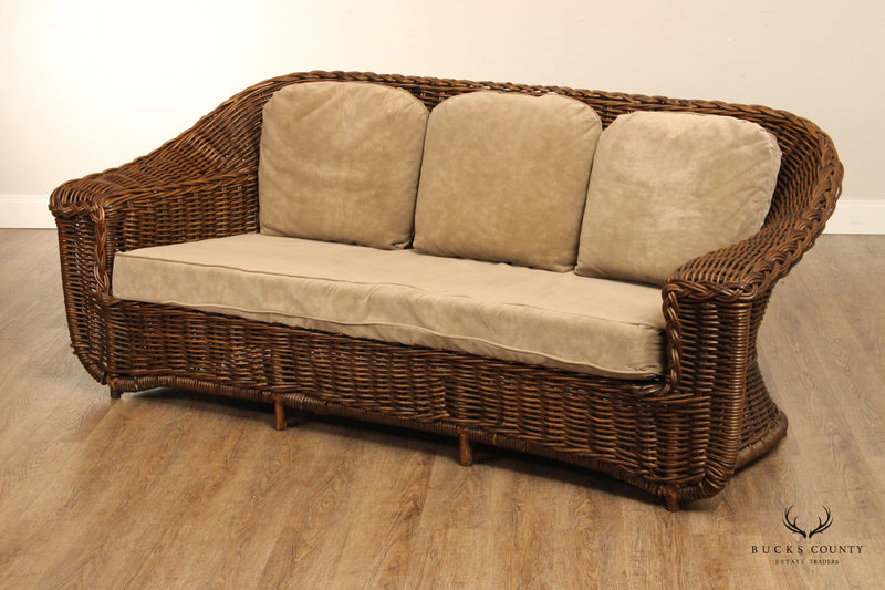 Quality Wicker Frame Three-Seat Sofa