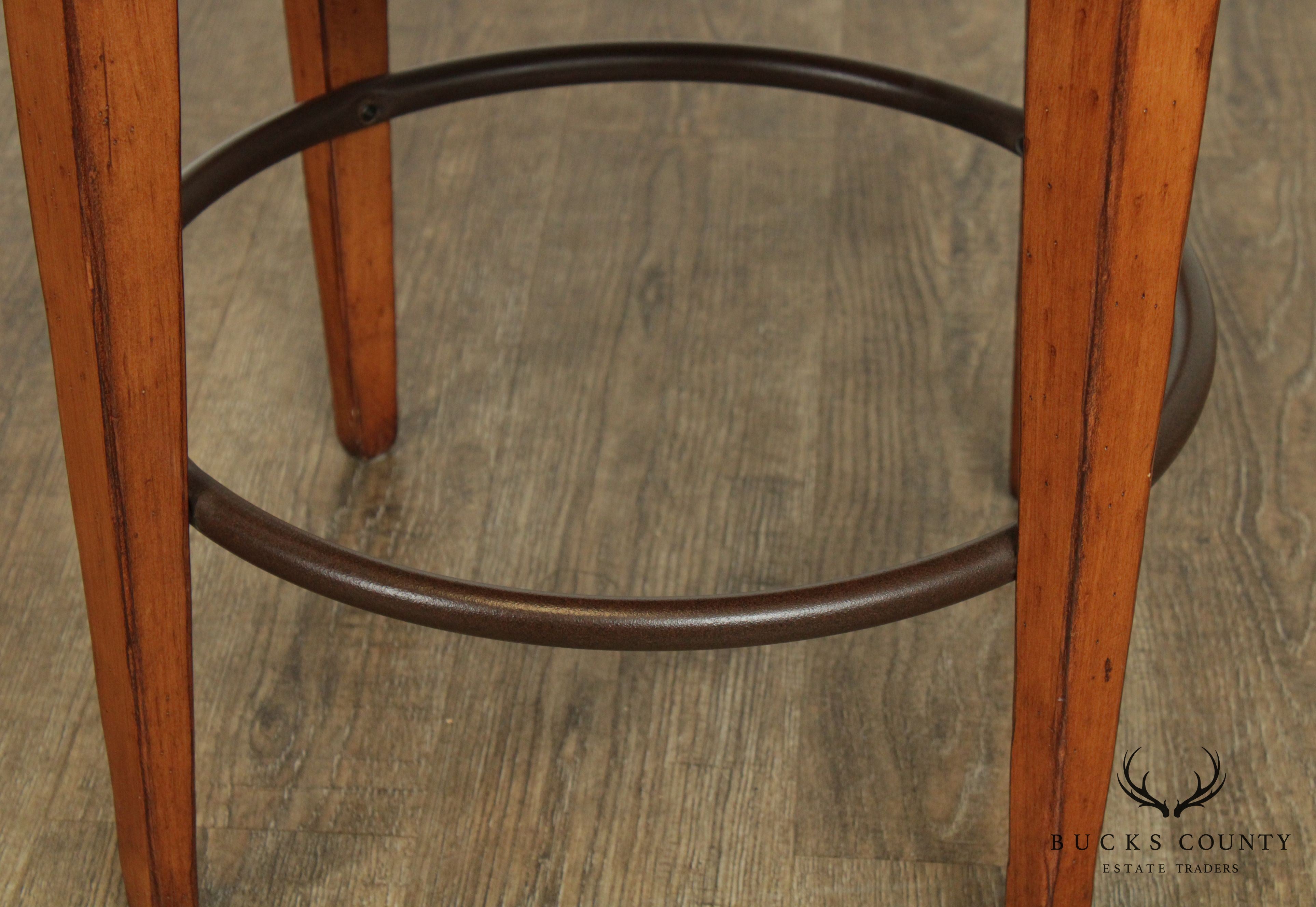 Biedermeier Style Quality Pair Swivel Bar Stools