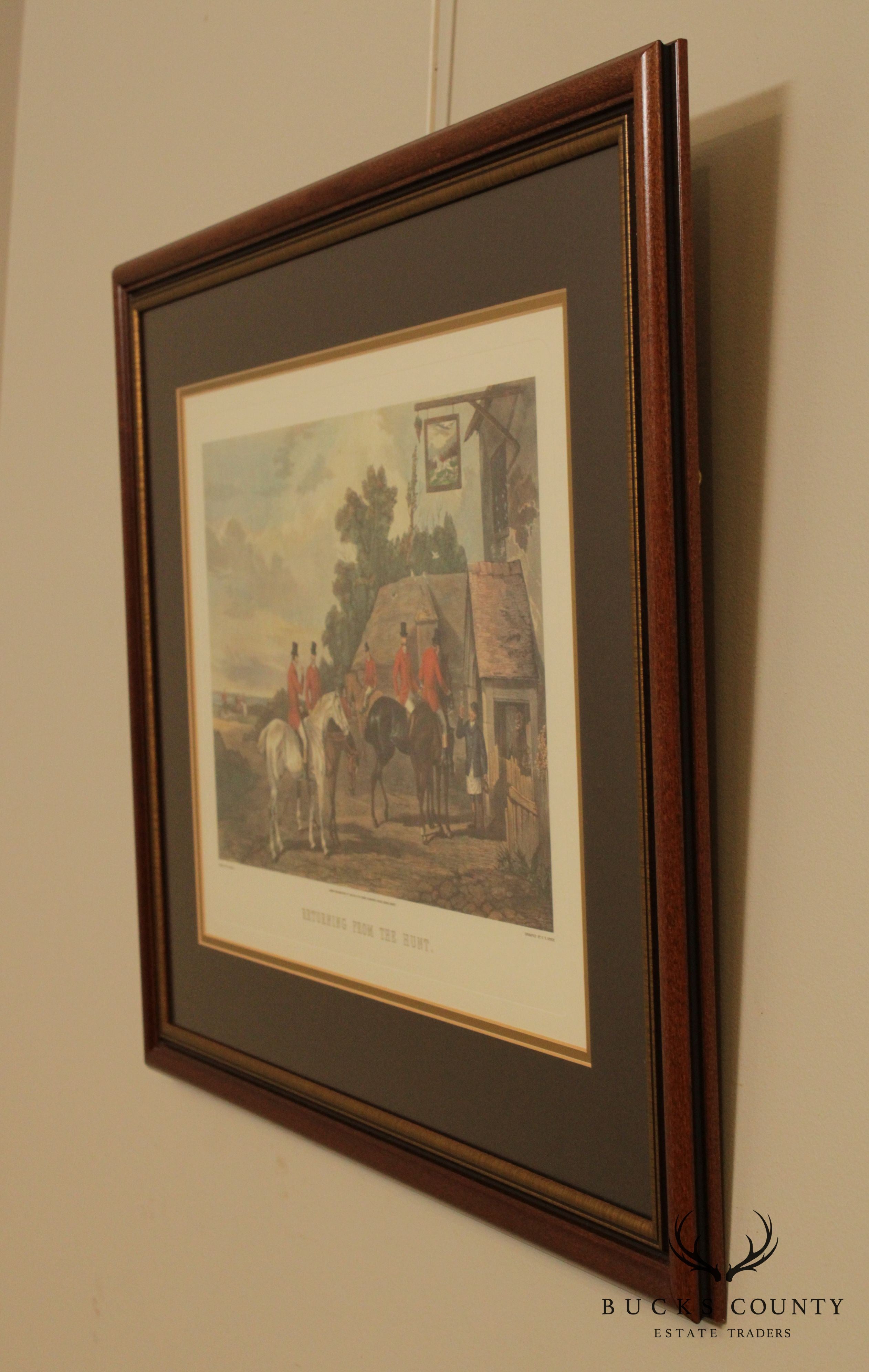 William Shayer 'Returning From the Hunt' Custom Framed Fox Hunt Lithograph Print