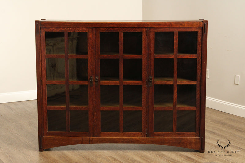 Lifetime Furniture Antique Mission Oak Three Door Bookcase