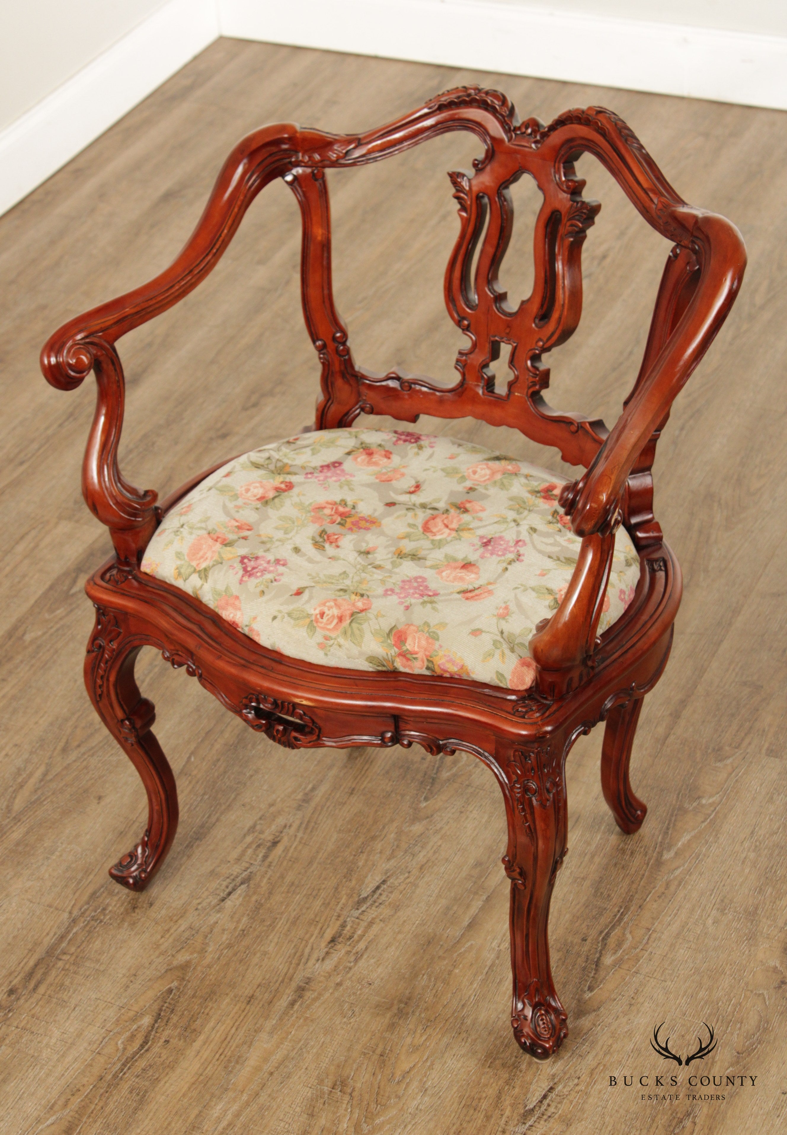 Italian Rococo Style Carved Frame Armchair