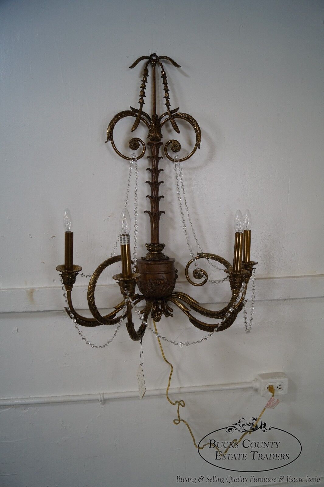 Maitland Smith Brass Regency Style Electrified Wall Sconce