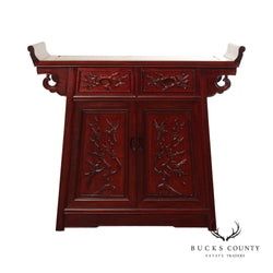 Chinese Carved Rosewood Alter Console Cabinet