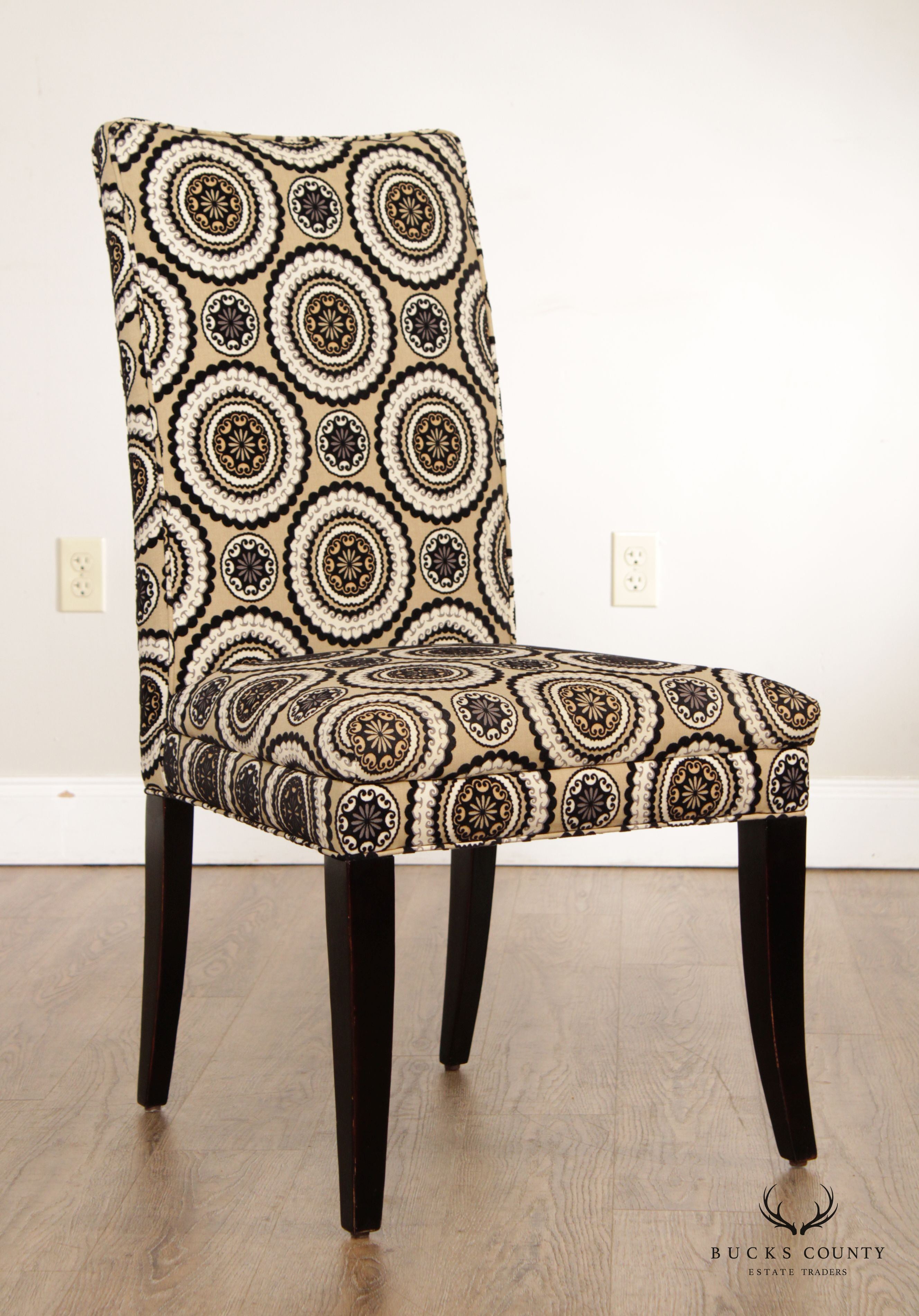 Modern Custom Upholstered Set of Four Dining Chairs