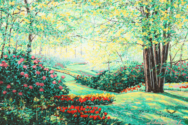 Schaefer Miles 'Keukenhof Vista' Embellished Canvas Print, Custom Framed