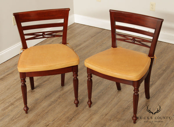 Regency Style Pair of Side Chairs with Leather Cushions