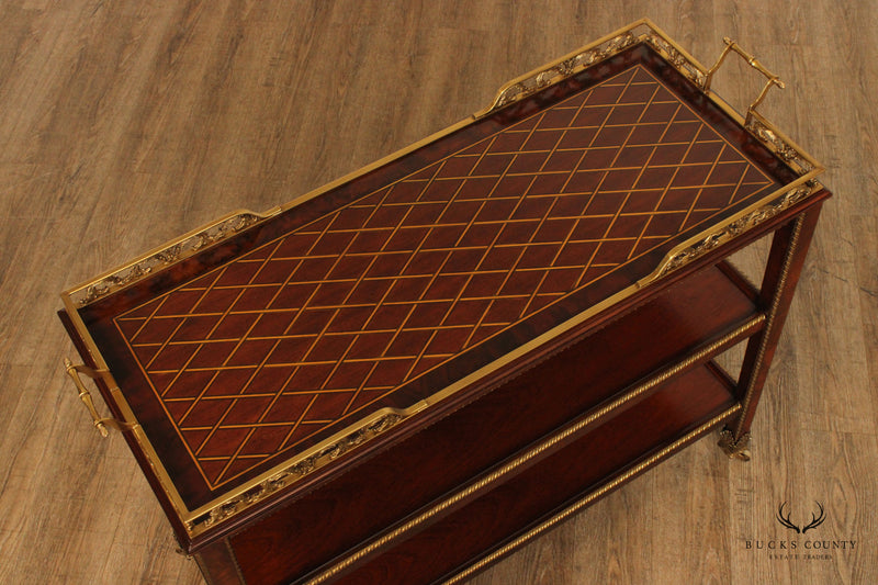 Henredon Historic Natchez Collection Mahogany Rolling Dessert Trolley or Bar Cart