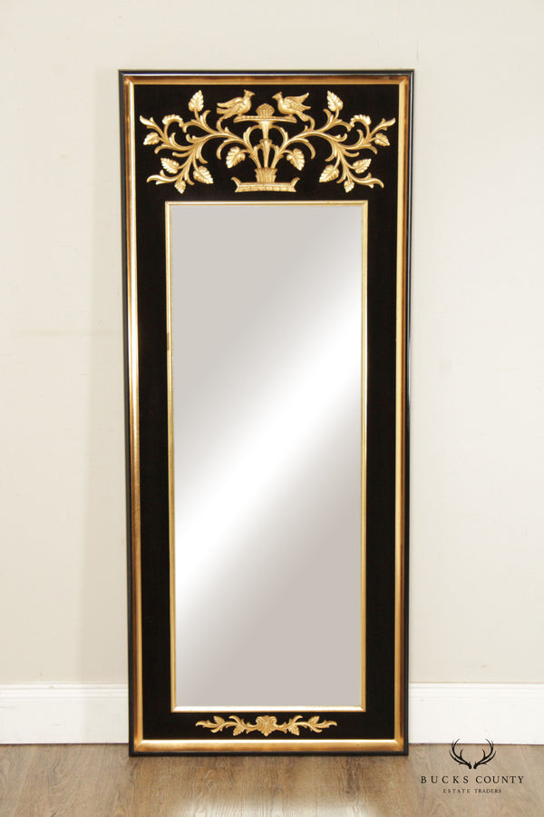 La Barge Neoclassical Style Black and Gilt Trumeau Mirror