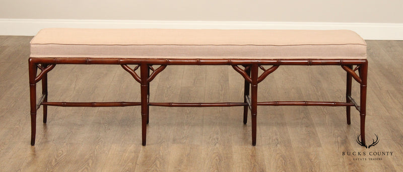 Chinese Chippendale Style Faux Bamboo Bench
