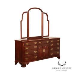 Ethan Allen Georgian Court Cherry Triple Dresser with Mirror