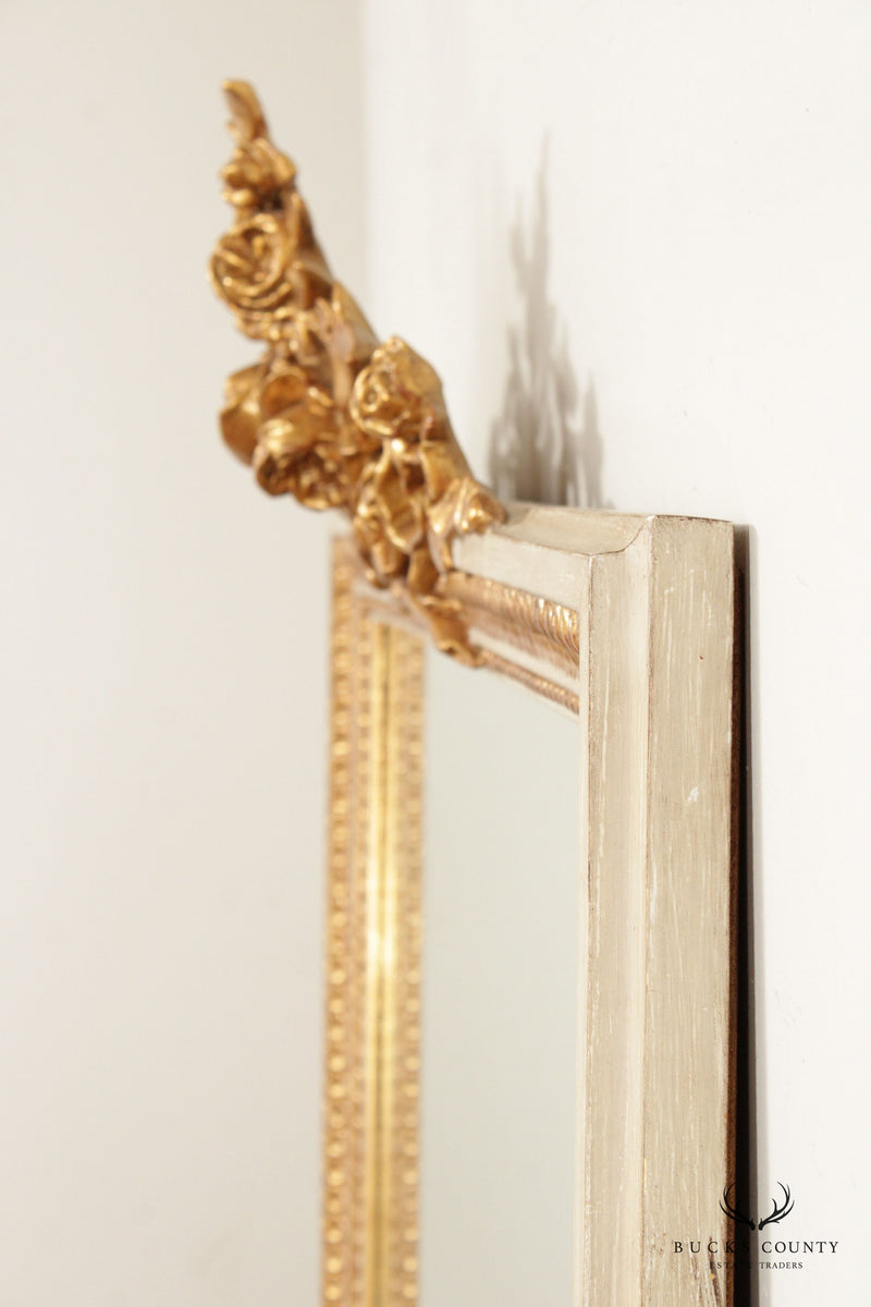 French Louis XVI Parcel Gilt Over Mantel Mirror