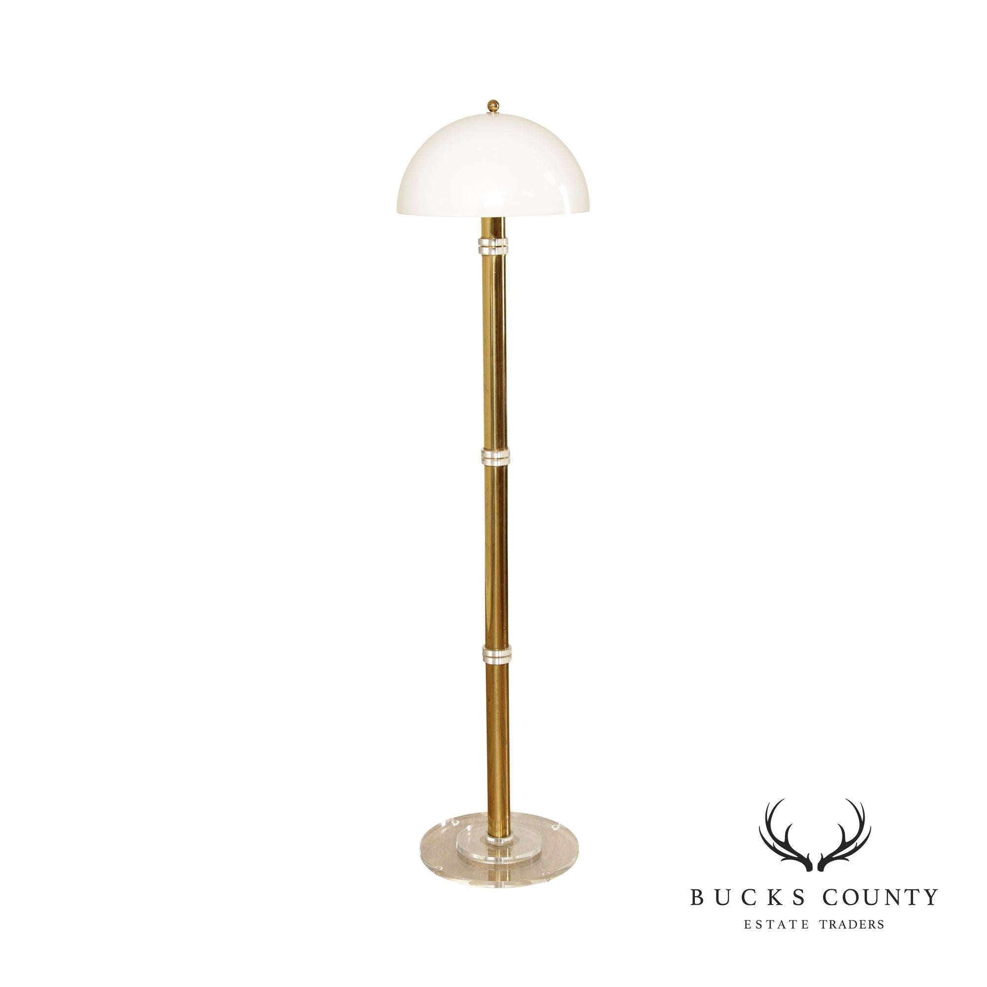 Mid Century Modern Lucite Brass Mushroom Floor Lamp