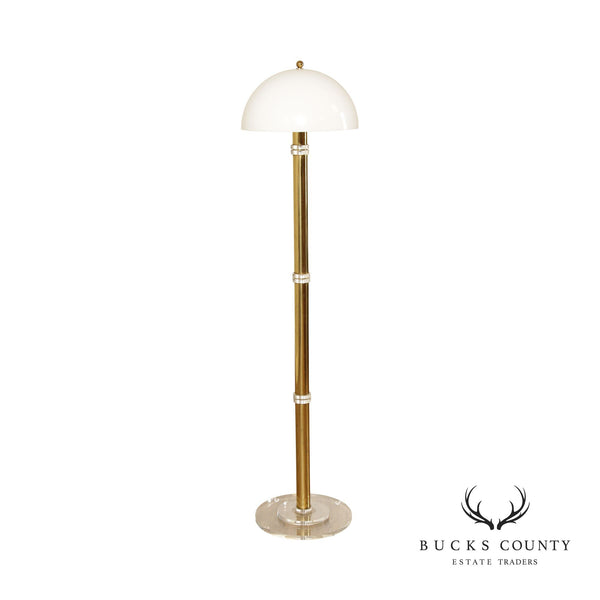 Mid Century Modern Lucite Brass Mushroom Floor Lamp