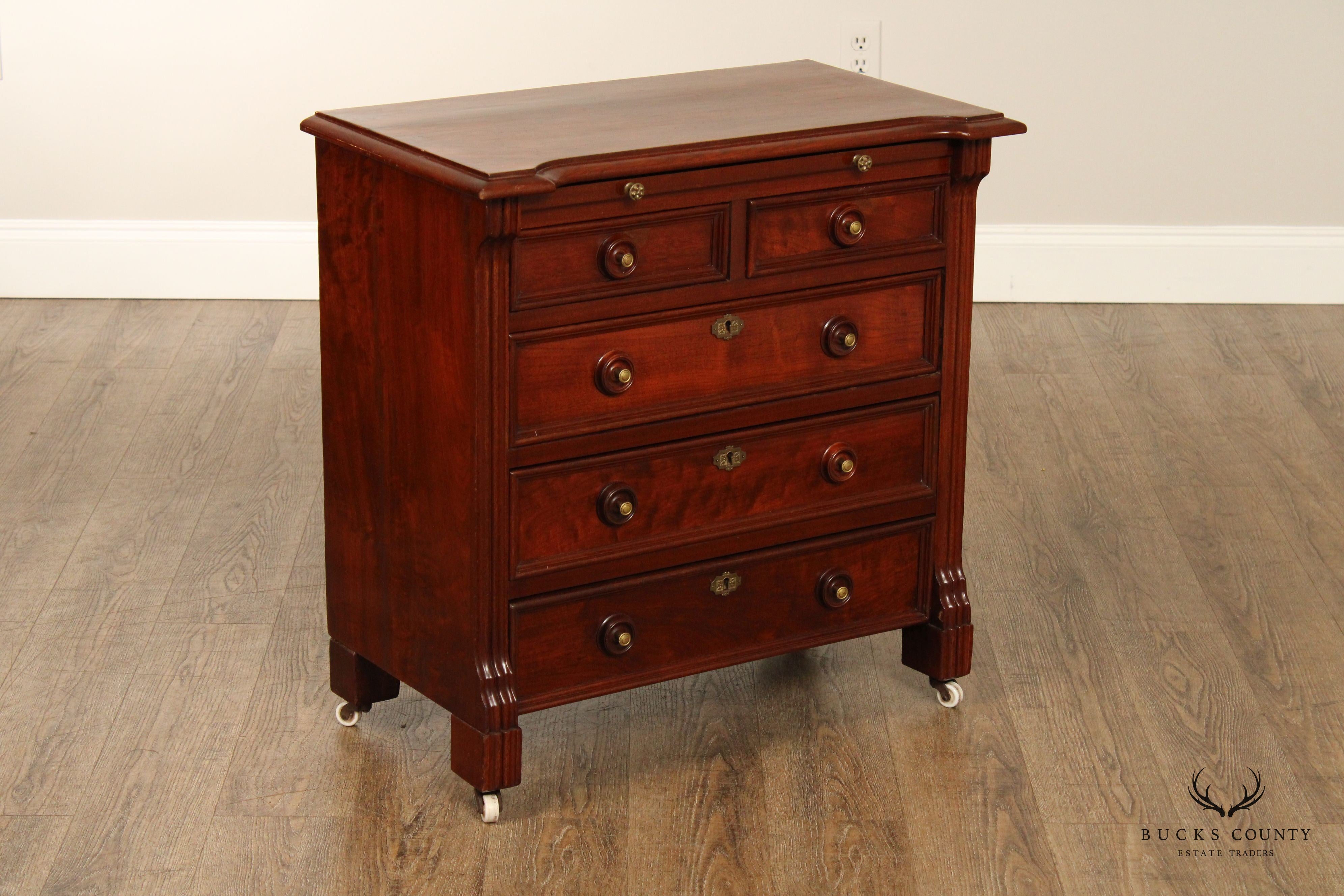 Antique English Mahogany And Rosewood Bachelor's Chest