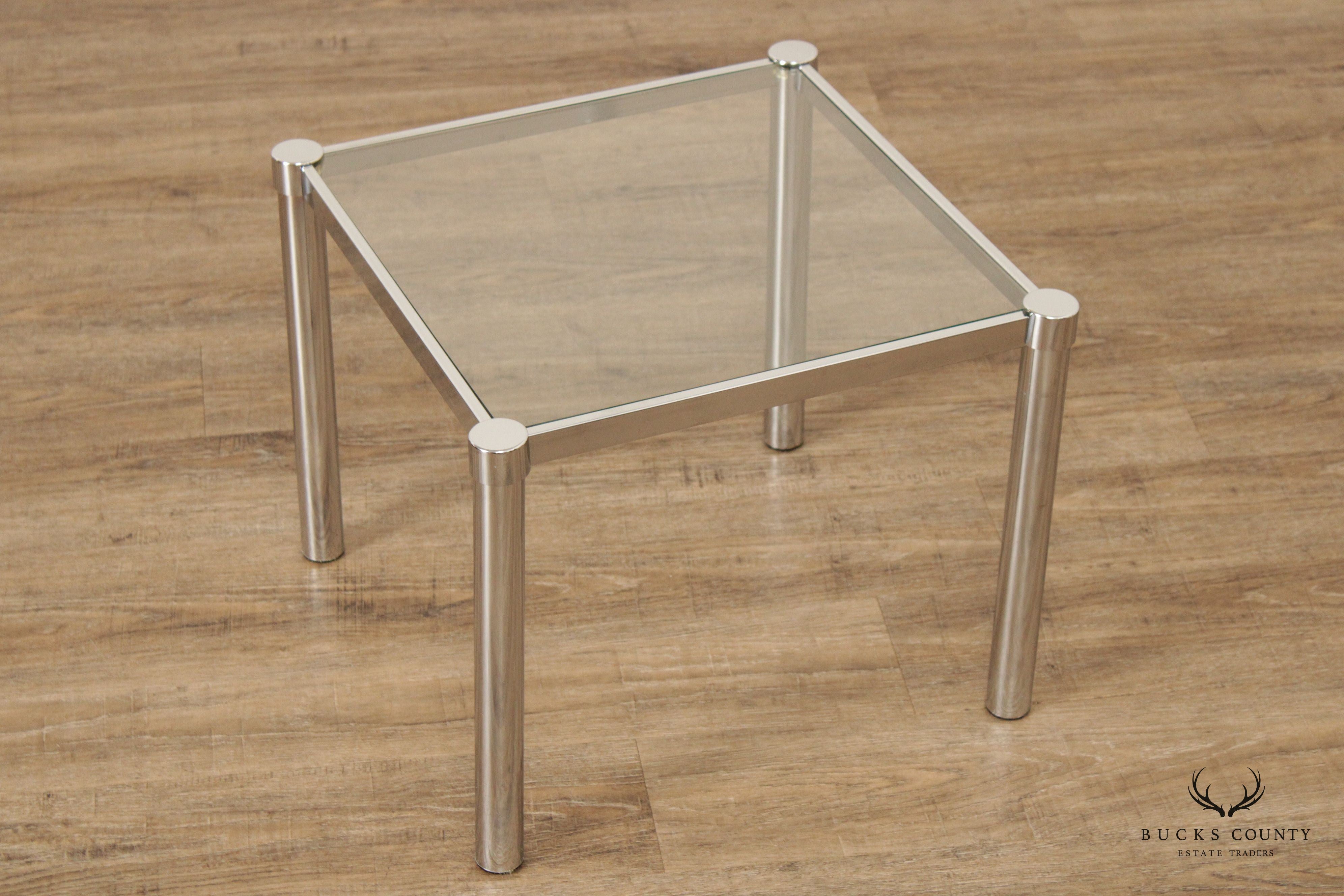 Post Modern Chrome and Glass Side Table