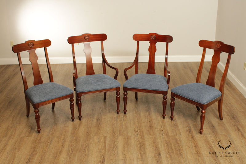 Ethan Allen British Classics Collection Set of Four Carved Dining Chairs