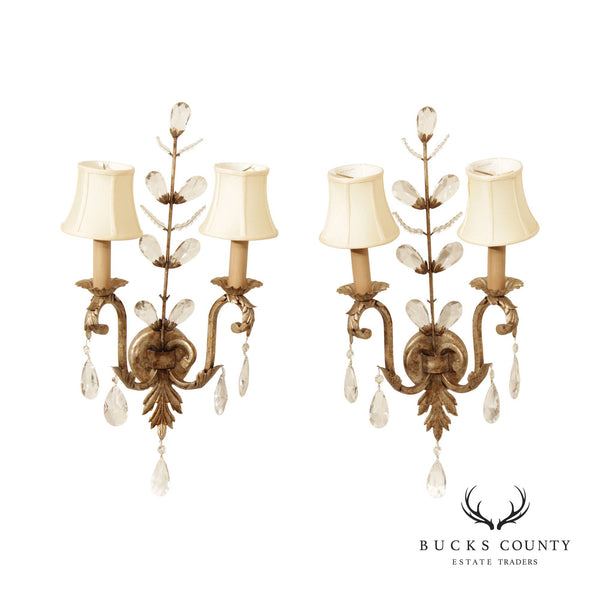 Fine Art Lamps 'A Midsummer Night's Dream' Pair of Two-Light Crystal Wall Sconces (B)