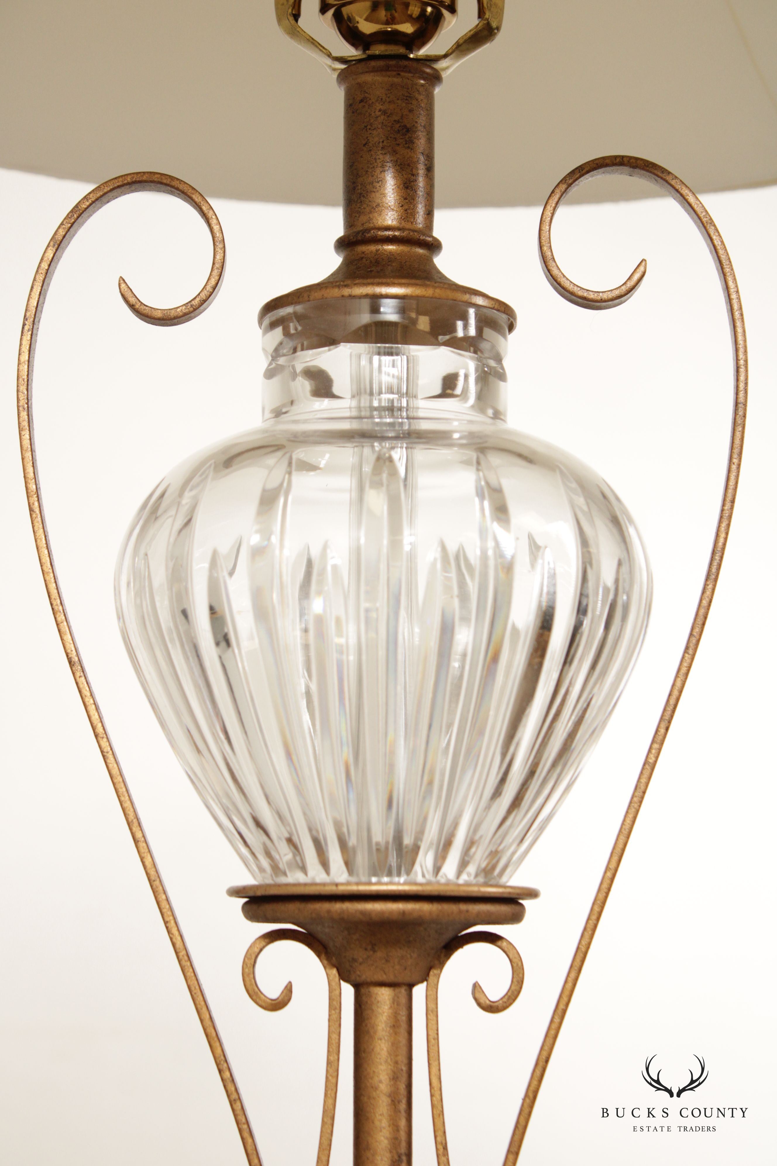 Waterford Cut Crystal Table Lamp with Silk Shade